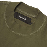 "CROP CIRCLES" MOCK NECK TEE IN OLIVE