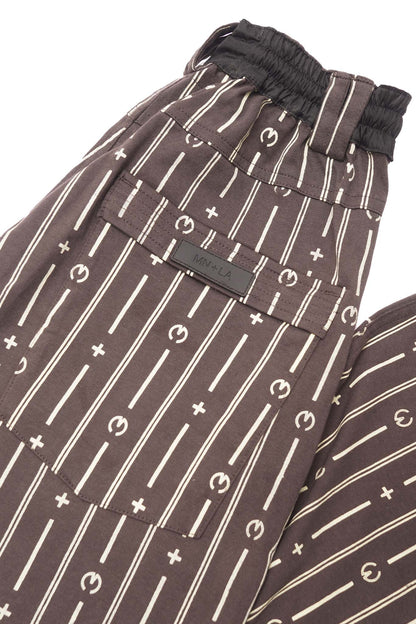 M+ PINSTRIPED OVERPOCKET PHAT PANTS IN CHARCOAL GREY