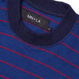STRIPED LONGSLEEVE TEE IN NAVY/CRIMSON