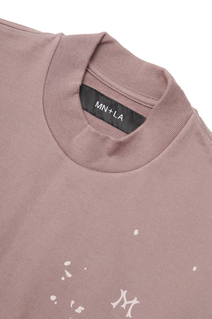 "HITTER" FRENCH TERRY MOCK NECK V2 TEE IN MAUVE