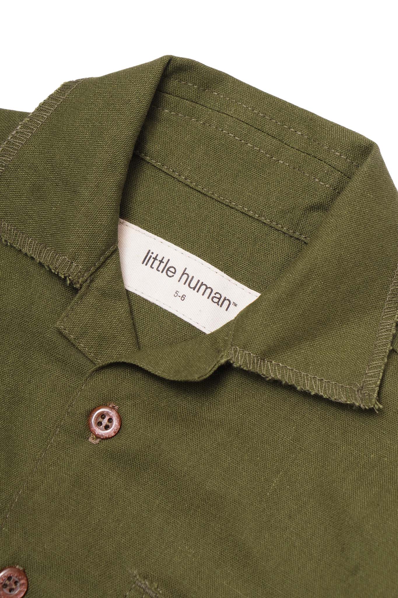 LITTLE HUMAN™ 4 POCKET CUBAN SHIRT IN OLIVE