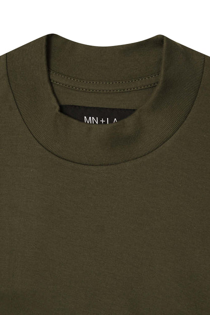 MOCK NECK TEE IN OLIVE