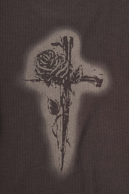 "CITY OF ANGELS" WAFFLE LONGSLEEVE TEE IN CHARCOAL GREY