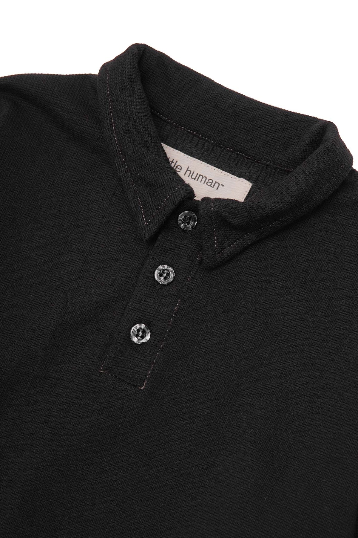 LITTLE HUMAN™ RUGBY L/S WAFFLE TEE IN ANTHRACITE/OLIVE