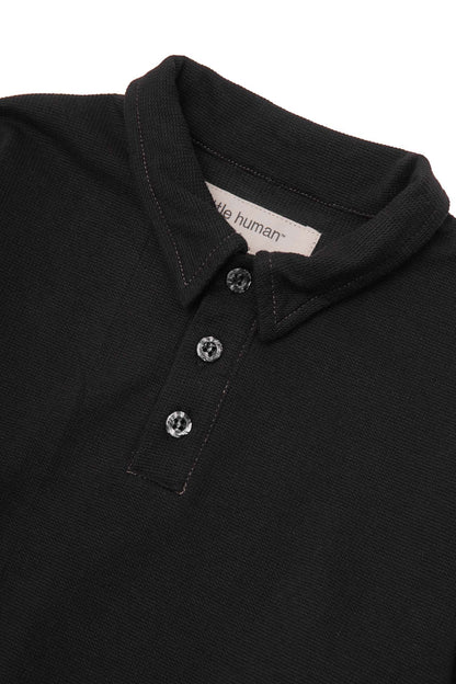 LITTLE HUMAN™ RUGBY L/S WAFFLE TEE IN ANTHRACITE/OLIVE