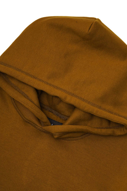 M+ CUTOFF HOODIE IN RUST
