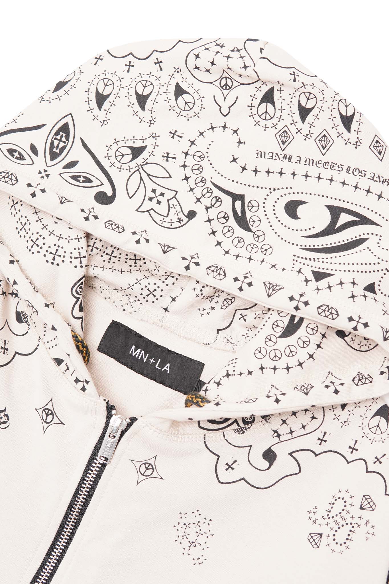 "PEACE PAISLEY" ZIP HOODIE IN OAT