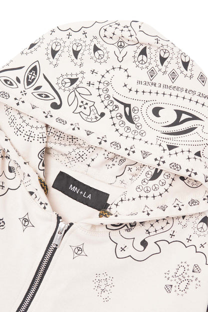 "PEACE PAISLEY" ZIP HOODIE IN OAT