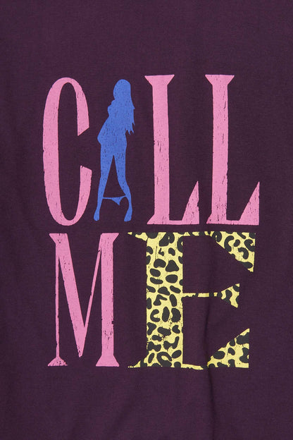 "CALL ME" TEE IN SHADOW PURPLE