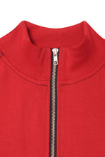 CONTRAST QUARTER ZIP SWEATSHIRT IN FADED RED