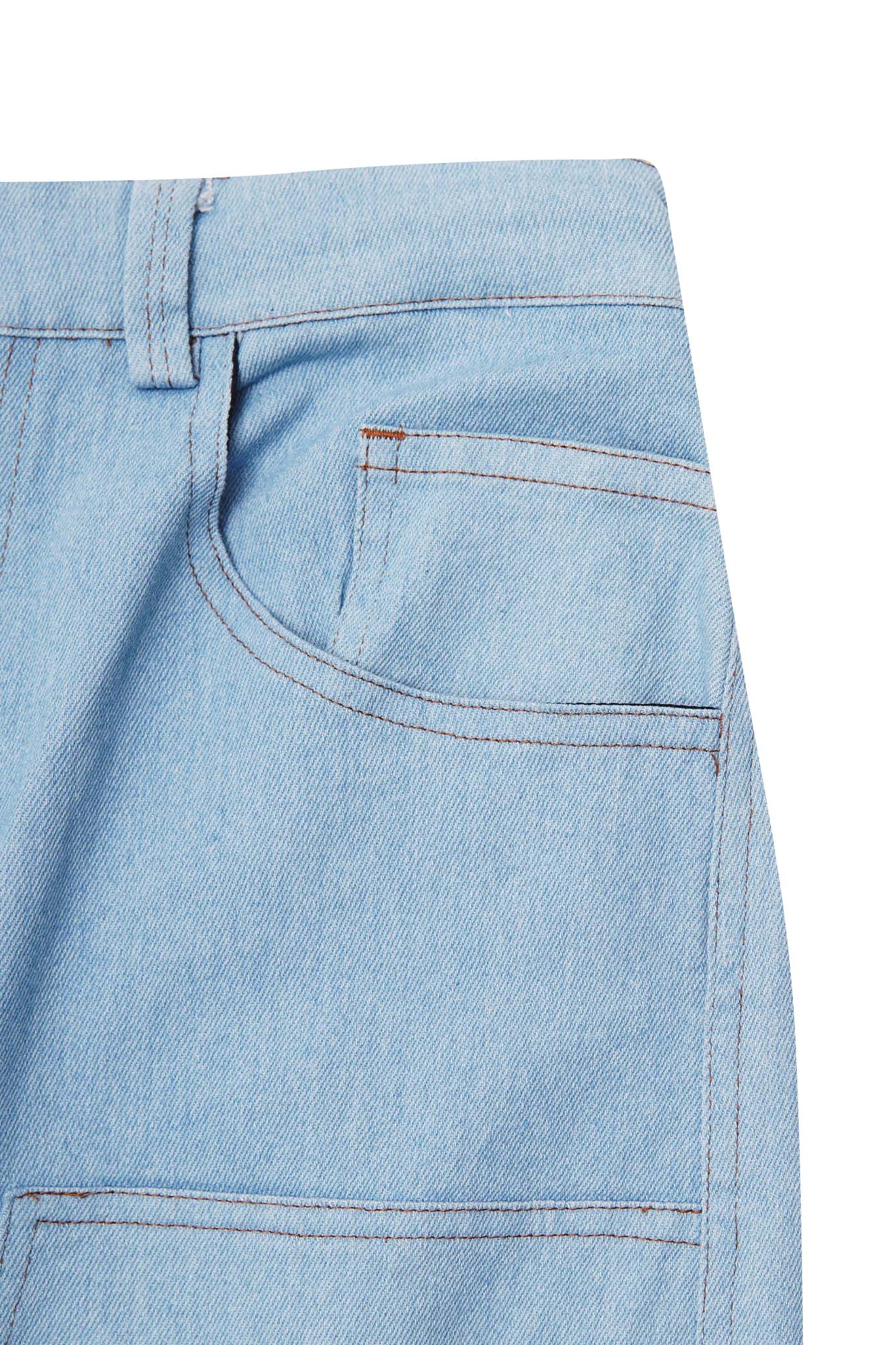 "VAPOR BLUE" DOUBLE KNEE PHAT SHORTS
