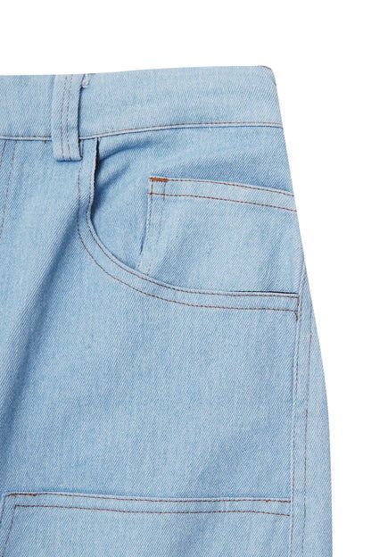 "VAPOR BLUE" DOUBLE KNEE PHAT SHORTS