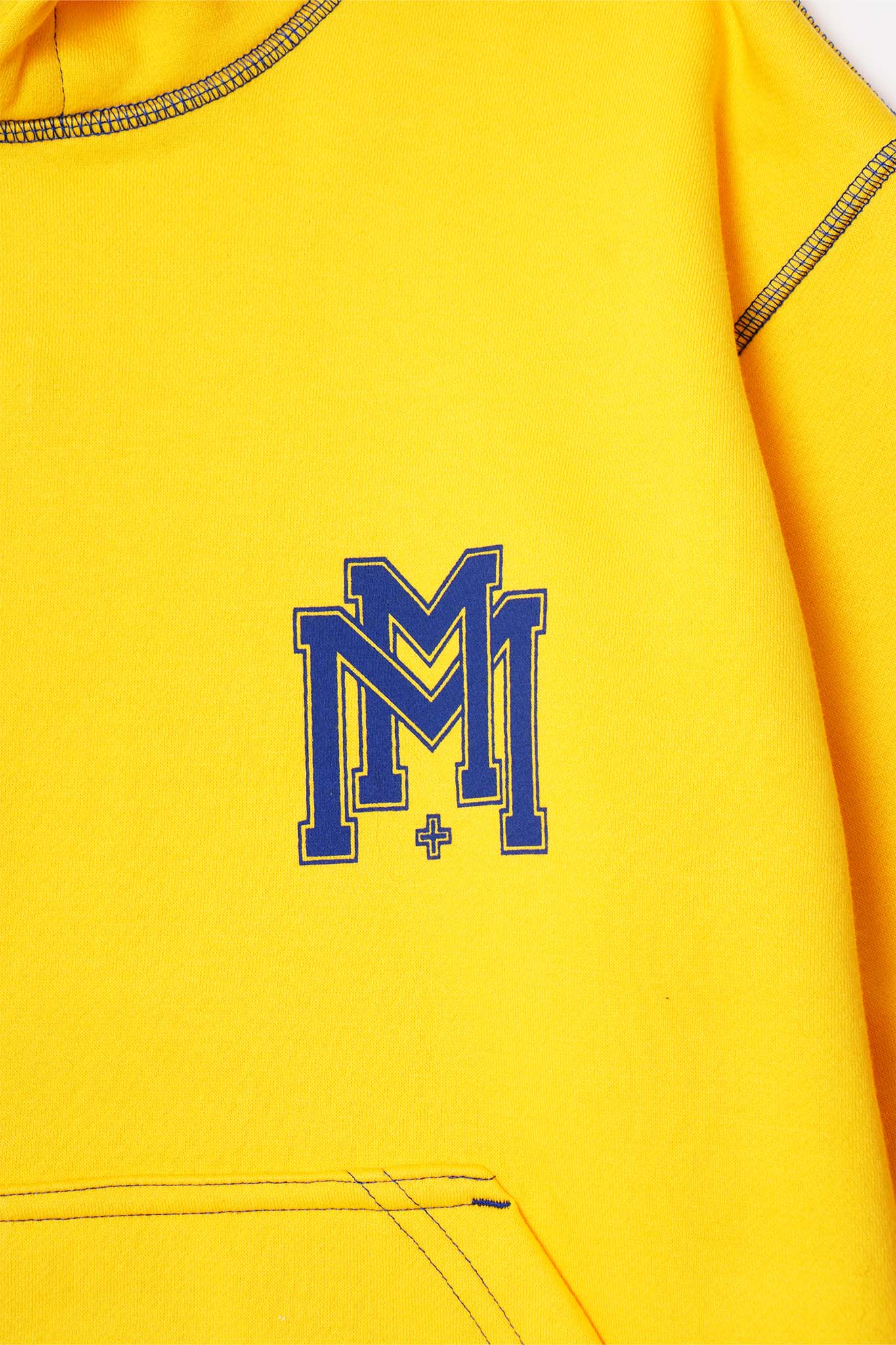 "M'$ UNIVERSITY V2" CUTOFF HOODIE IN CANARY YELLOW