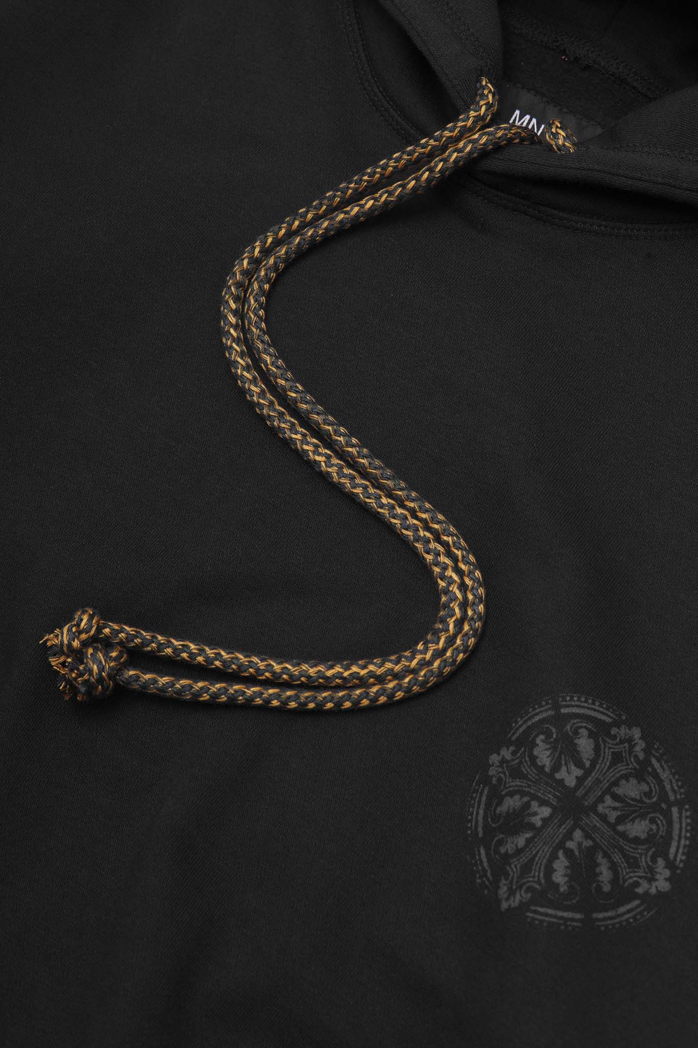 "IRON CROSS" HOODIE IN CAVIAR
