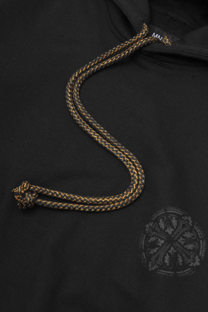 "IRON CROSS" HOODIE IN CAVIAR