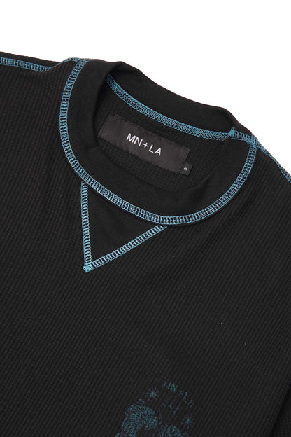 "FCF" WAFFLE TEE IN ANTHRACITE/JADE