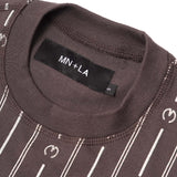"M+ PINSTRIPE" TEE IN CHARCOAL GREY