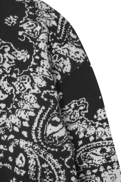 "PEACE PAISLEY" KNITTED SWEATSHIRT IN ANTHRACITE