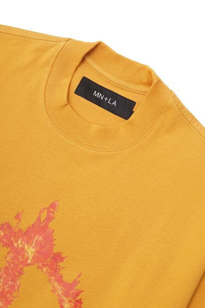 "BURN IN PEACE" TEE IN MUSTARD