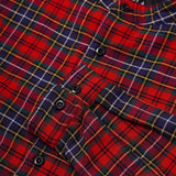 MANDARIN L/S SHIRT IN CRIMSON NAVY PLAID