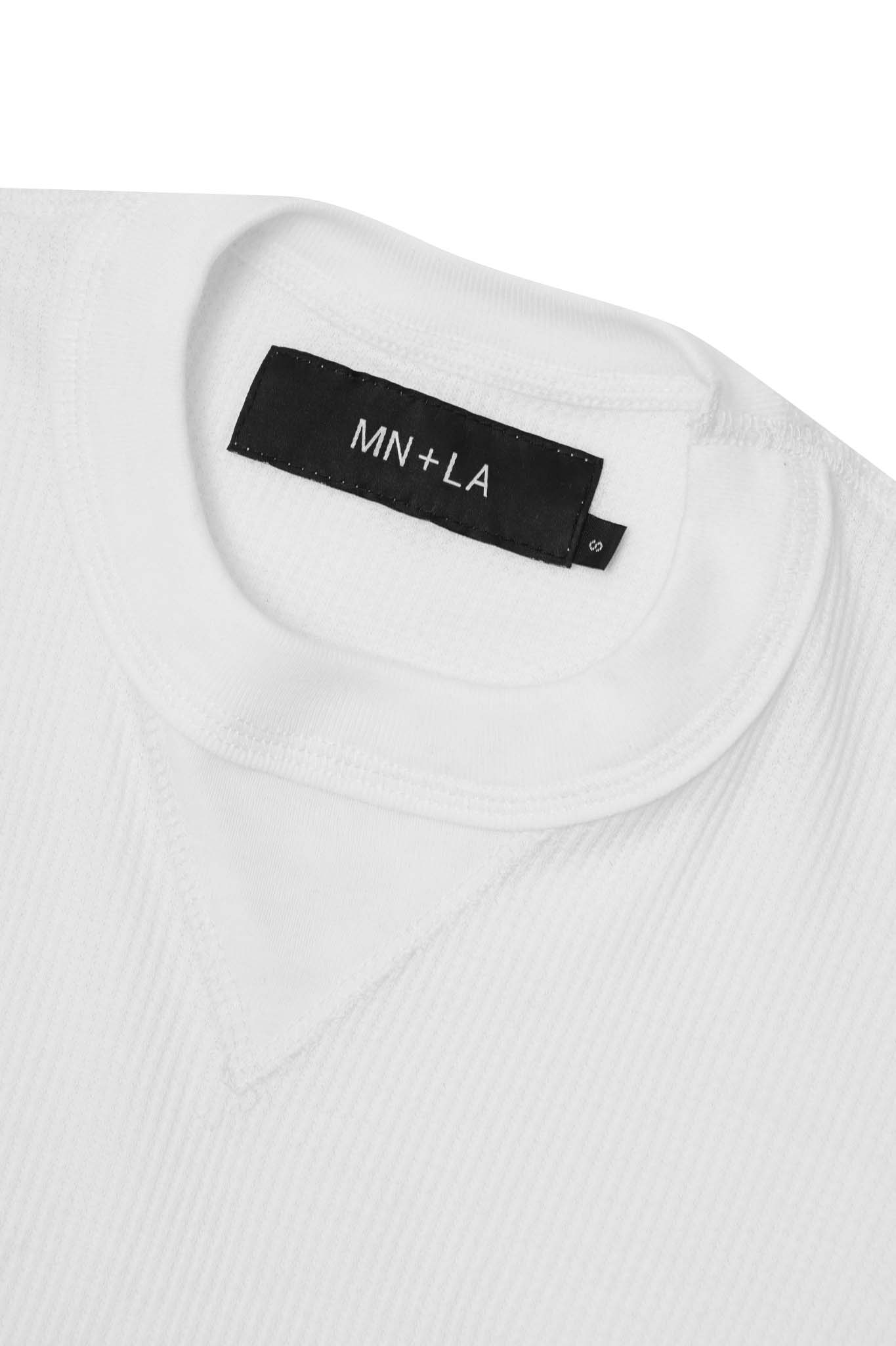 MILITIA MOCK NECK WAFFLE TEE IN WHITE