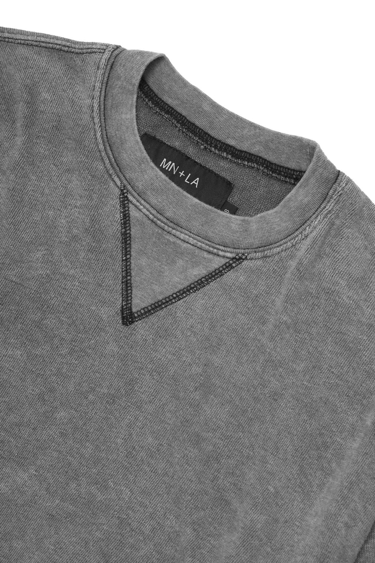 REVERSE TOWEL MILITIA MOCK NECK TEE IN CEMENT