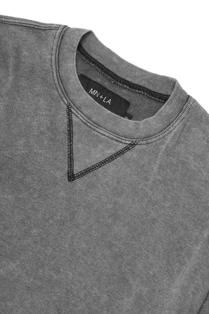 REVERSE TOWEL MILITIA MOCK NECK TEE IN CEMENT