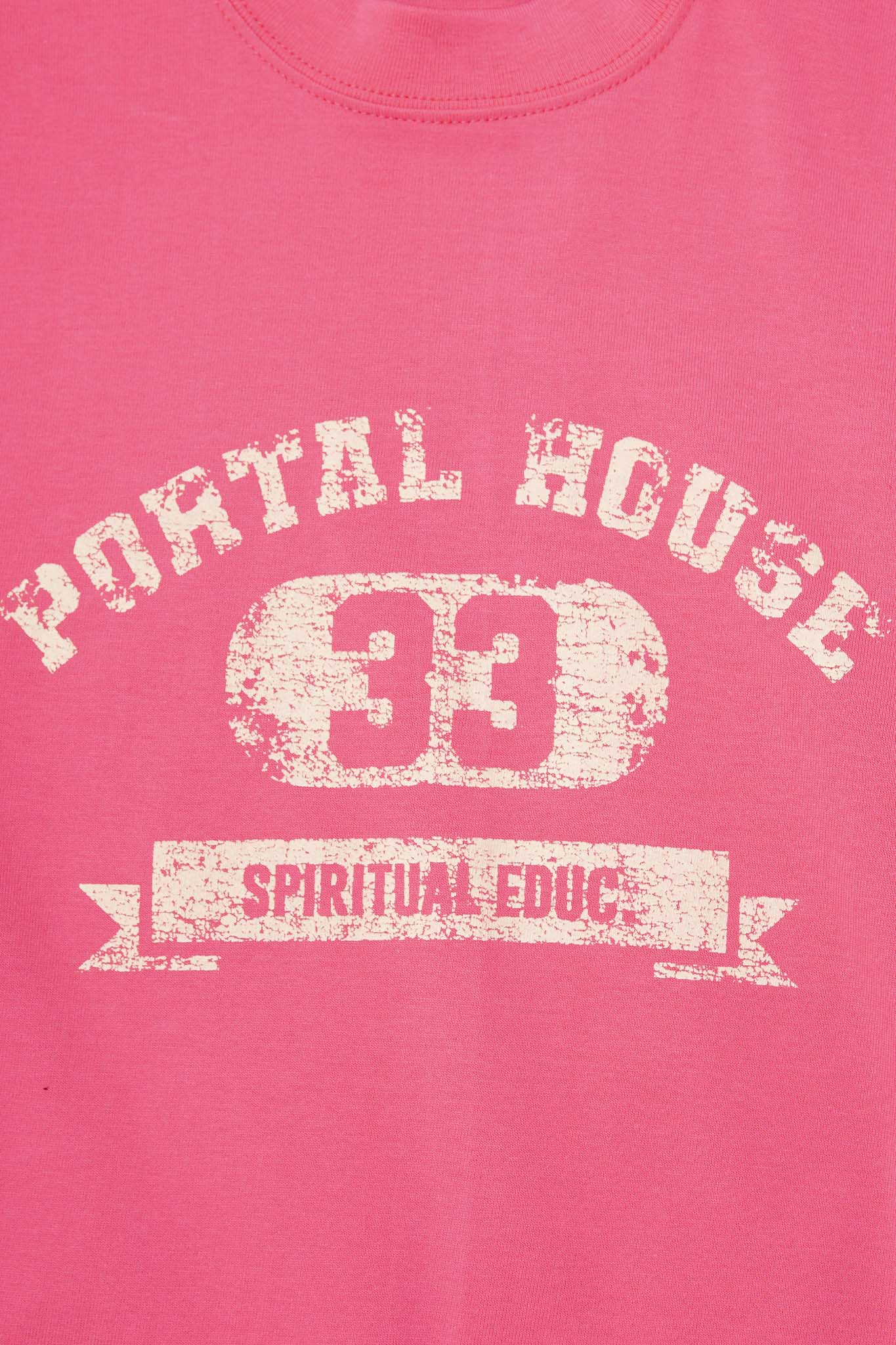 "PORTAL HOUSE 33" ULTRA HEAVY TEE IN STATIC PINK