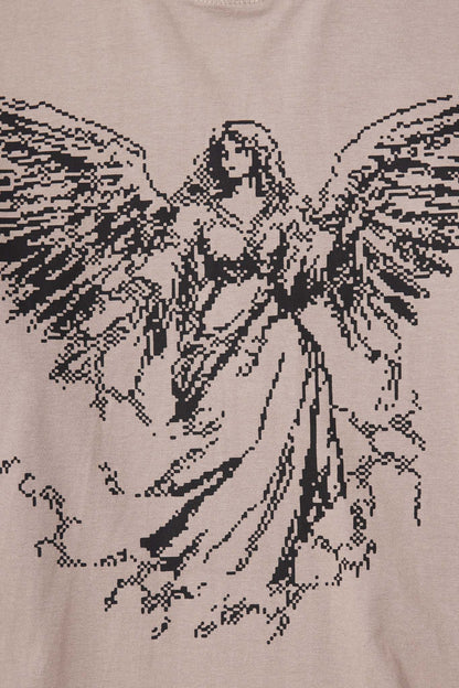 "DIGITAL ANGEL" TEE IN TAN