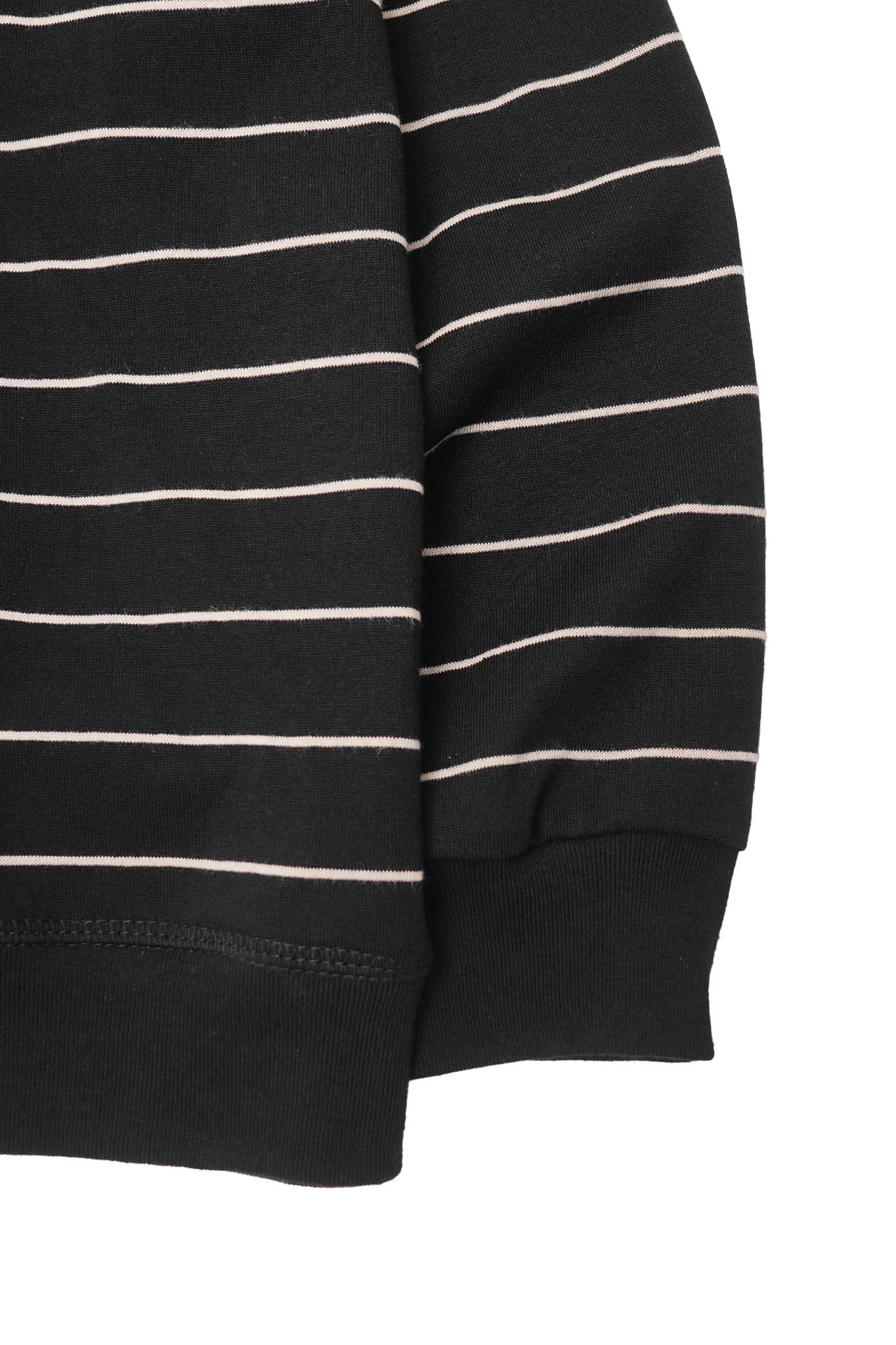LITTLE HUMAN™ STRIPED RUGBY L/S TEE IN ANTHRACITE/BONE