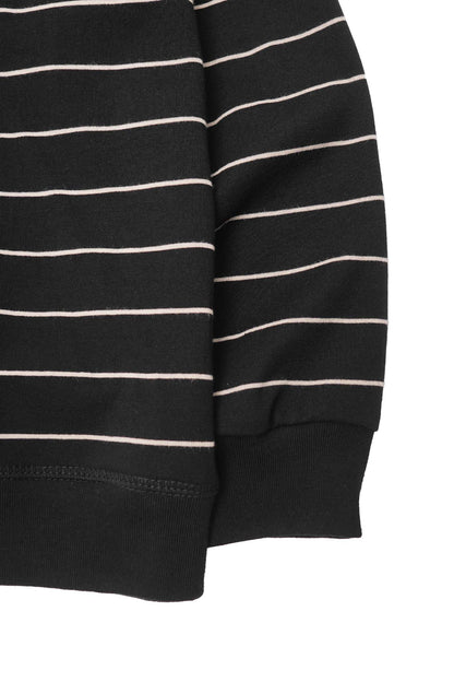 LITTLE HUMAN™ STRIPED RUGBY L/S TEE IN ANTHRACITE/BONE