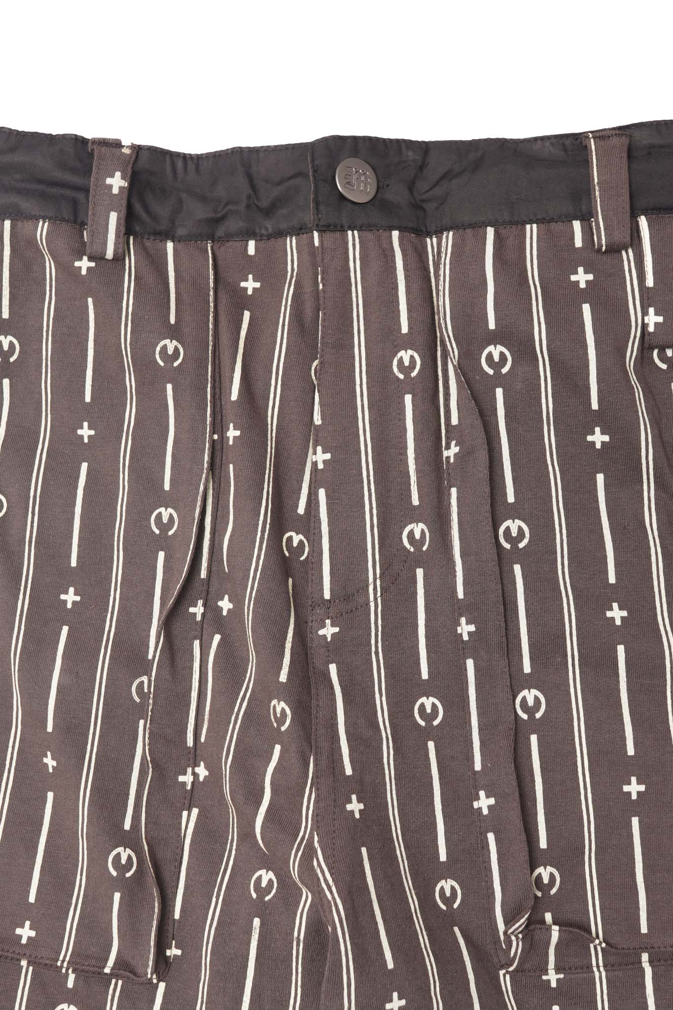 M+ PINSTRIPED OVERPOCKET PHAT PANTS IN CHARCOAL GREY