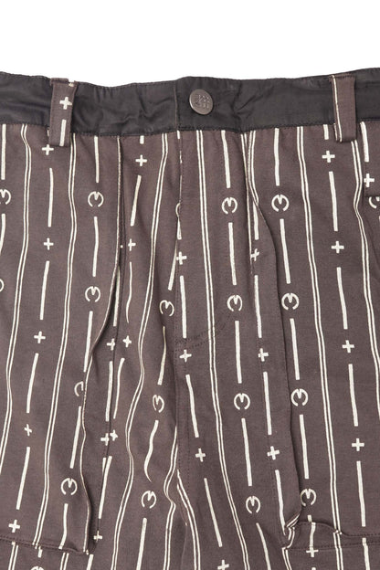 M+ PINSTRIPED OVERPOCKET PHAT PANTS IN CHARCOAL GREY