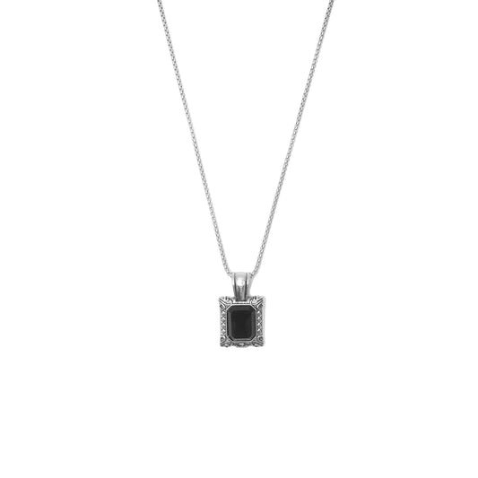 DARK CUBE PENDANT W/ BOX CHAIN