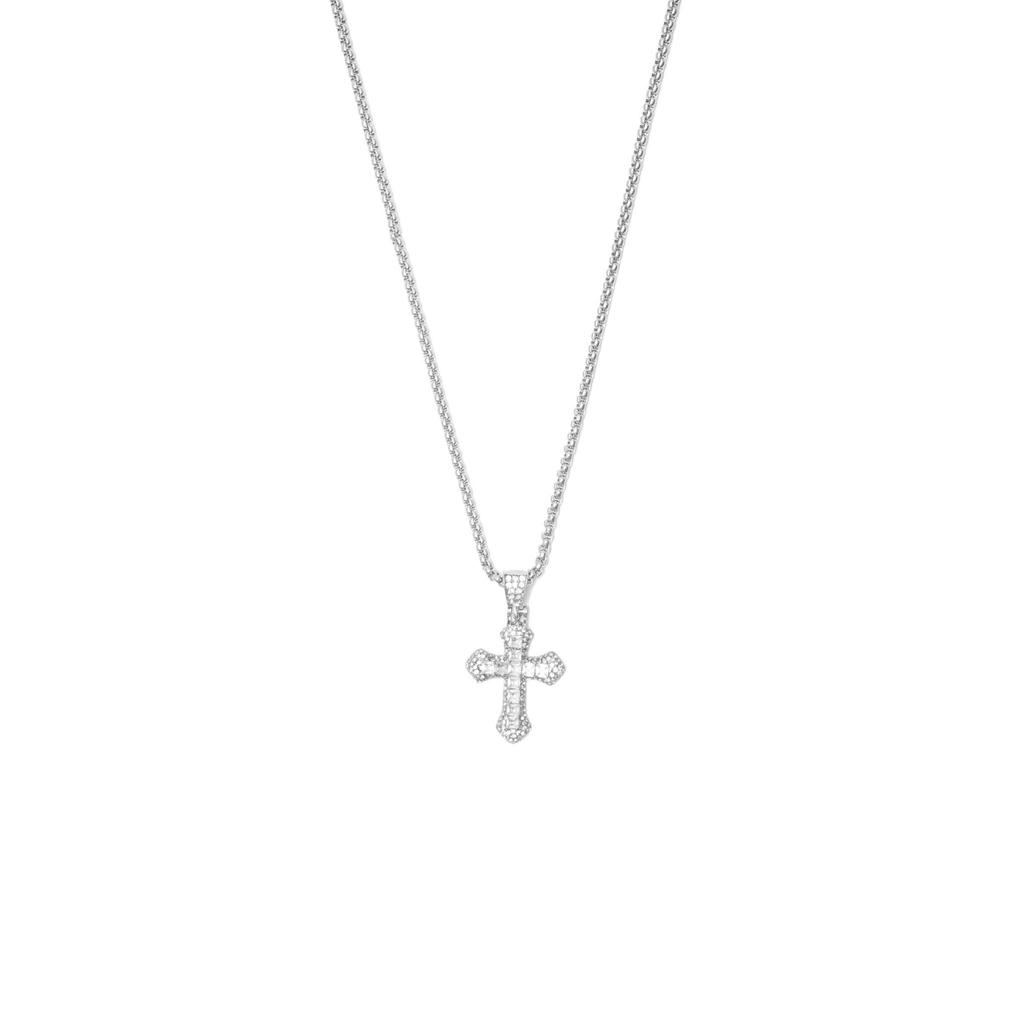 ICED CROSS PENDANT W/ VENETIAN CHAIN