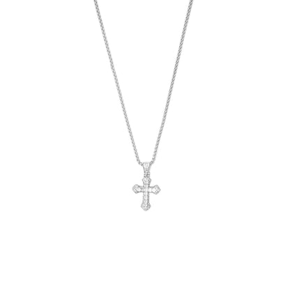 ICED CROSS PENDANT W/ VENETIAN CHAIN