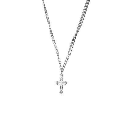 DYSTOPIAN CROSS PENDING W/ FIGARO CHAIN