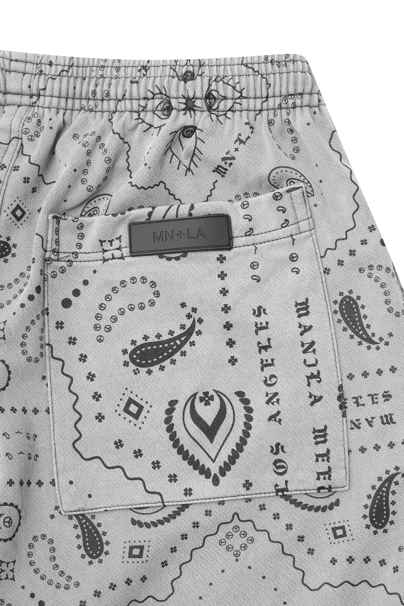 PEACE PAISLEY COURT SHORTS IN STEEL