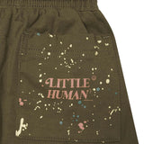 "PAINT SPLAT" LITTLE HUMAN™ PLEATED SHORTS IN OLIVE