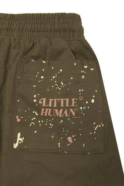 "PAINT SPLAT" LITTLE HUMAN™ PLEATED SHORTS IN OLIVE