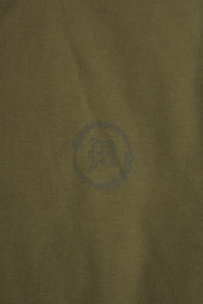 "CROP CIRCLES" MOCK NECK TEE IN OLIVE
