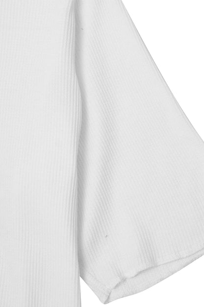 MILITIA MOCK NECK WAFFLE TEE IN WHITE