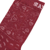 "PEACE PAISLEY" BANDANA SOCK IN BLOOD RED