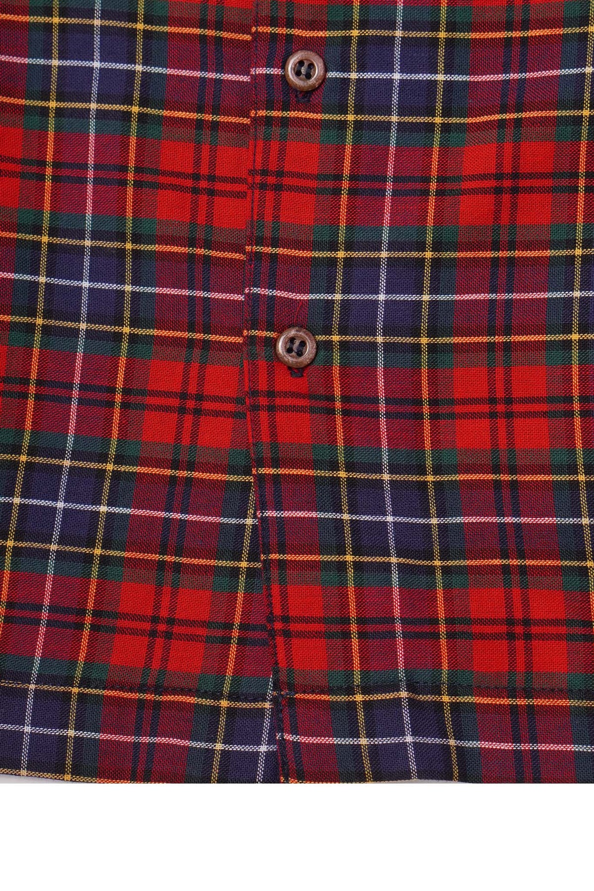 MANDARIN L/S SHIRT IN CRIMSON NAVY PLAID