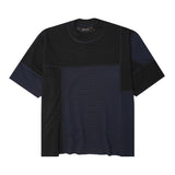 NEEDLEWORK MOCK NECK TEE IN MIDNIGHT