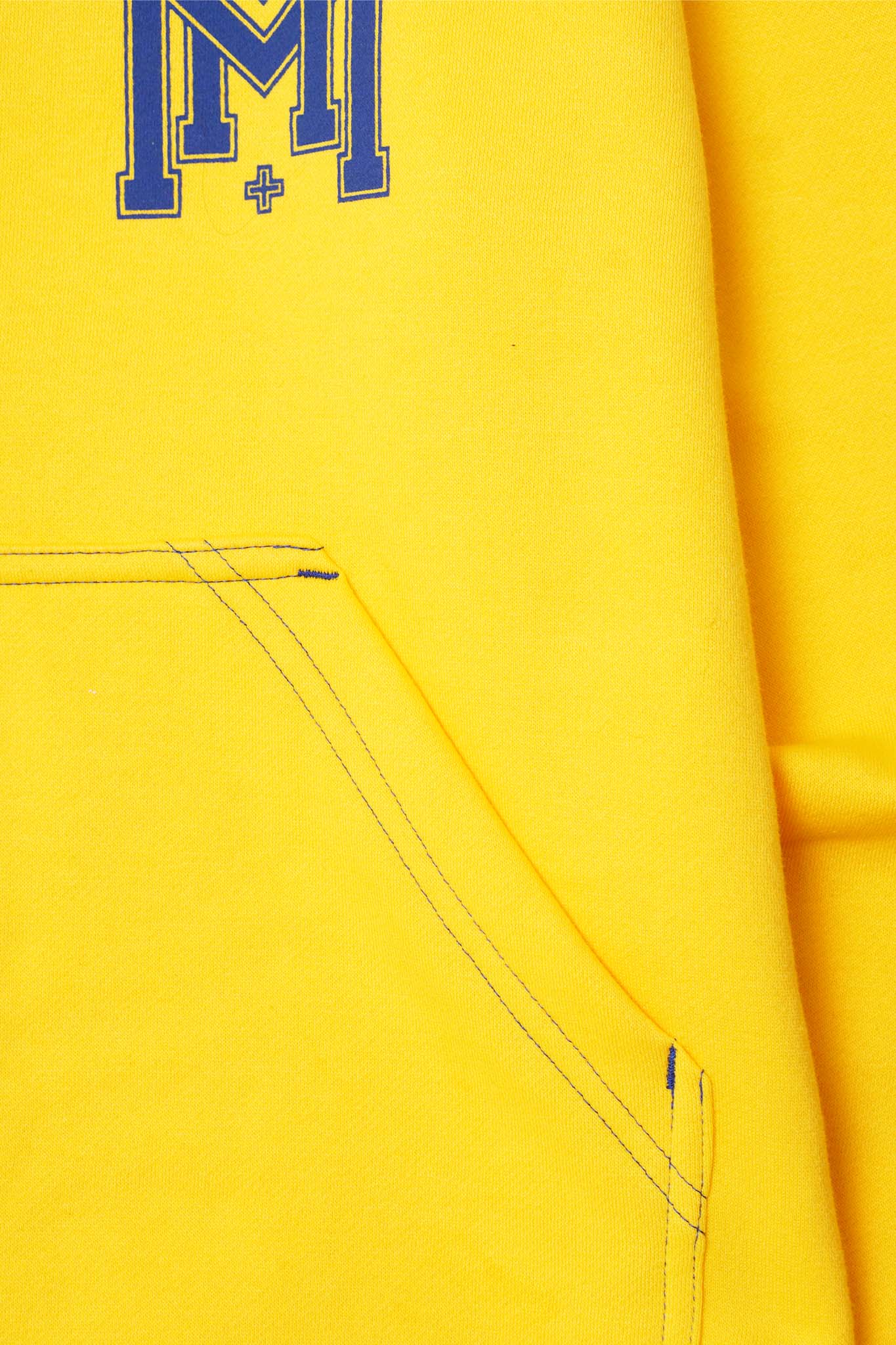 "M'$ UNIVERSITY V2" CUTOFF HOODIE IN CANARY YELLOW
