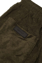 OLIVE TOWEL TERRY RAW FINISH LOUNGE PANTS