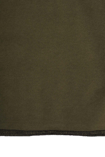 NEEDLEWORK MOCK NECK TEE IN FIELD OLIVE