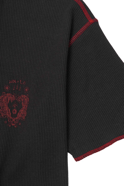 "FCF" WAFFLE TEE IN ANTHRACITE/CRIMSON