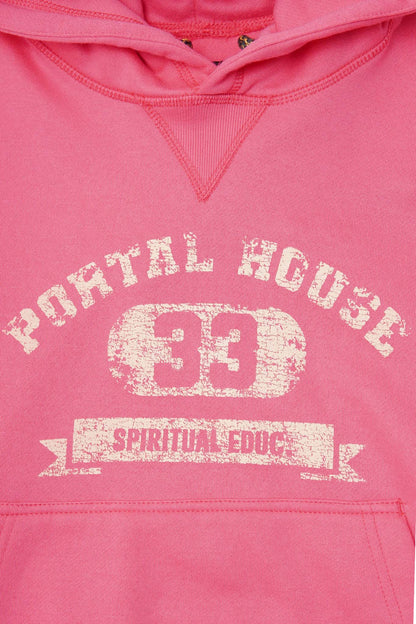 "PORTAL HOUSE 33" HOODIE IN STATIC PINK